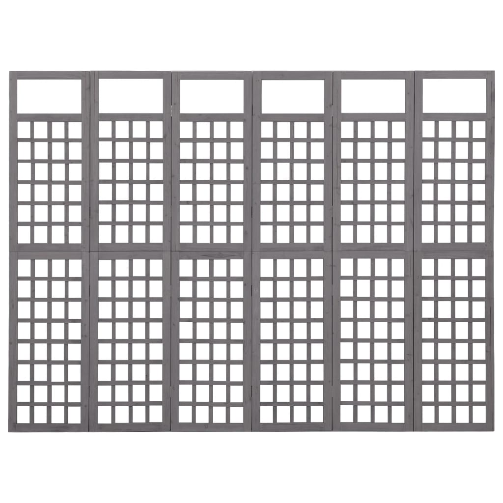 Divisorio a 6 Pannelli in Legno di Abete Grigio 242,5x180 cm - homemem39