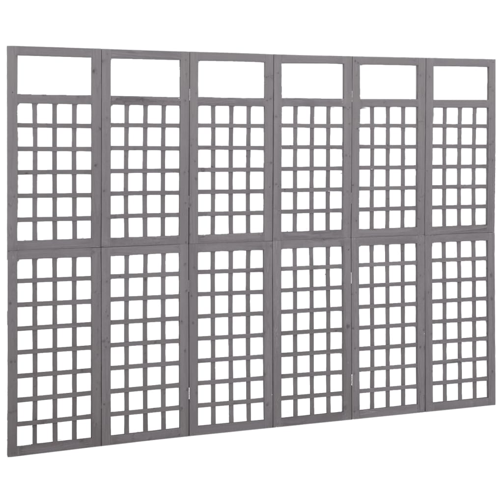 Divisorio a 6 Pannelli in Legno di Abete Grigio 242,5x180 cm - homemem39