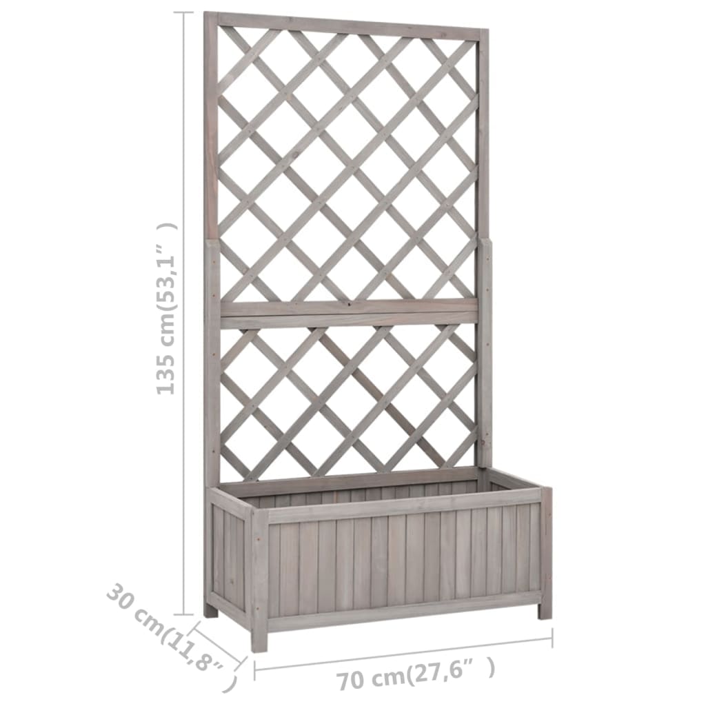 Fioriera con Traliccio Grigia 70x30x135 cm in Massello di Abete | homemem39