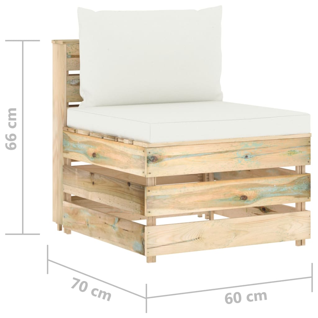Divano Centrale Modulare con Cuscini in Legno Impregnato Verde | homemem39