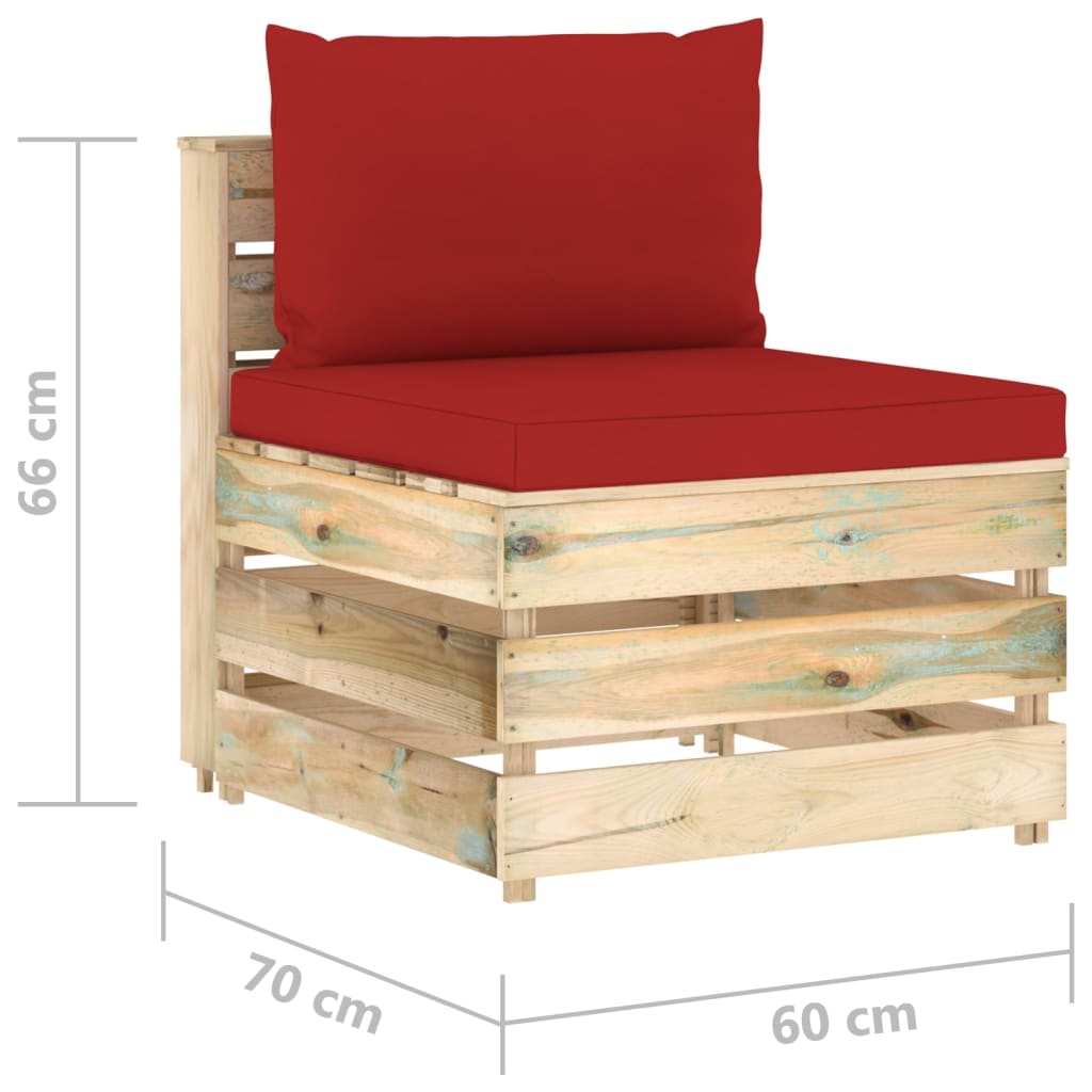 Divano Centrale Modulare con Cuscini in Legno Impregnato Verde | homemem39