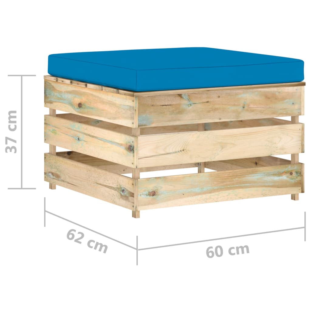 Set Salotto da Giardino 2 pz con Cuscini Legno Impregnato Verde | homemem39