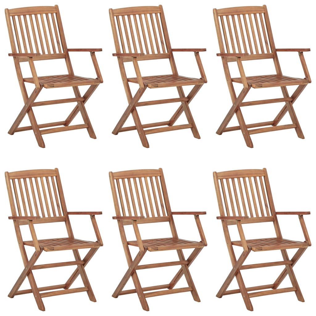 Sedie da Giardino Pieghevoli 6 pz con Cuscini Massello Acacia - homemem39
