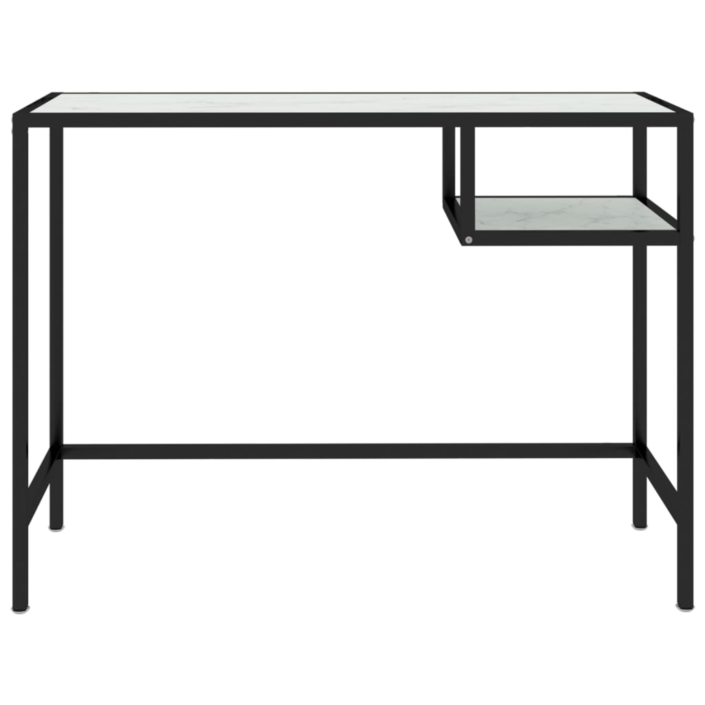 Scrivania per Computer Marmo Bianco 100x36x74cm Vetro Temperato - homemem39
