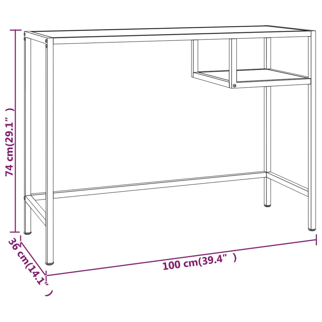 Scrivania per Computer Marmo Bianco 100x36x74cm Vetro Temperato - homemem39