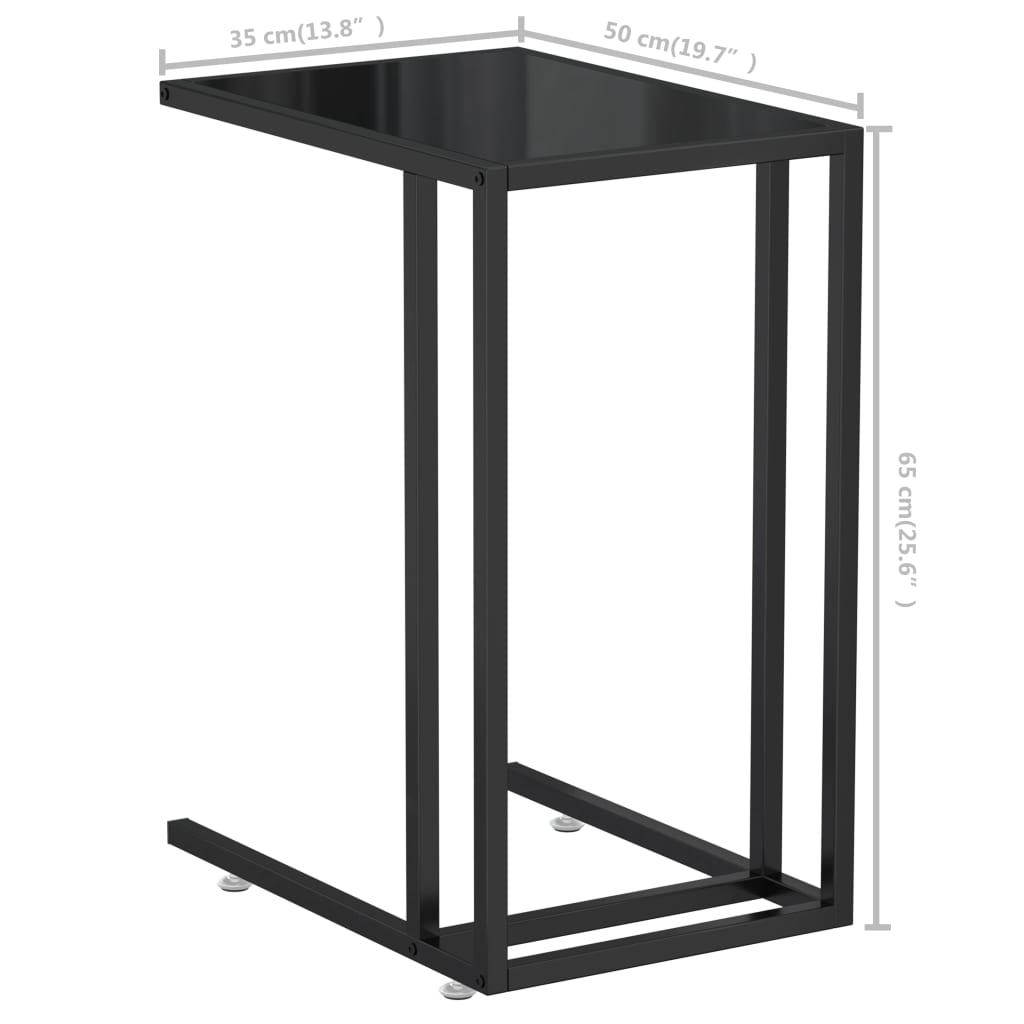 Tavolino per Computer Nero 50x35x65 cm in Vetro Temperato | homemem39