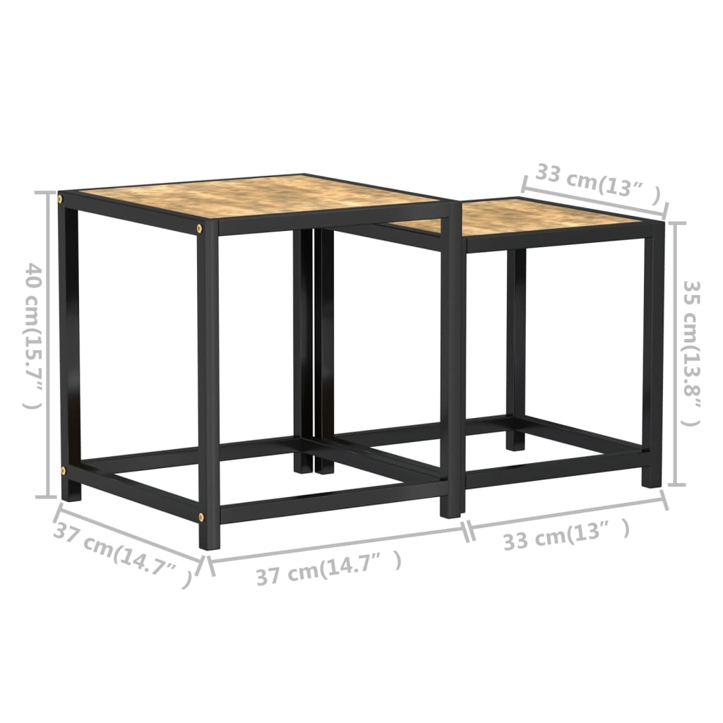 Tavolini 2 pz in MDF Neri e Gialli | homemem39