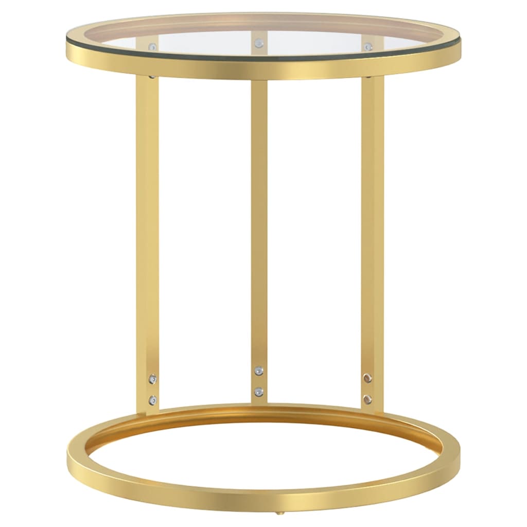 Tavolino Oro e Trasparente 45 cm in Vetro Temperato