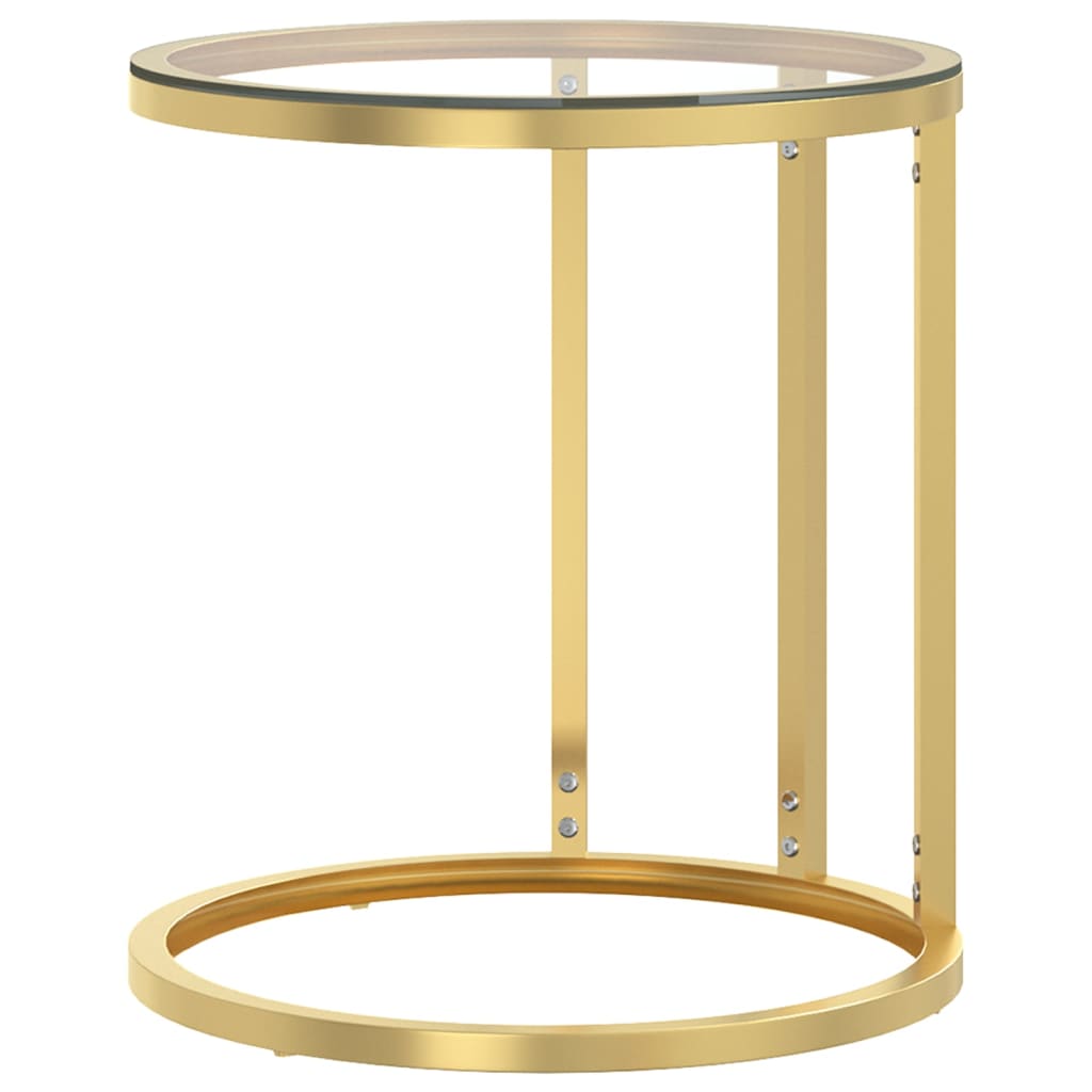 Tavolino Oro e Trasparente 45 cm in Vetro Temperato