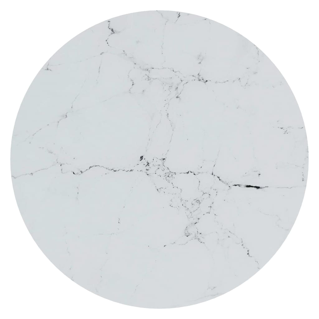 Tavolino Oro e Marmo Bianco 45 cm in Vetro Temperato
