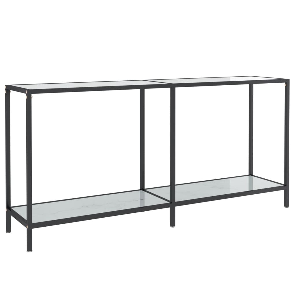Tavolo Consolle Bianco 160x35x75,5 cm in Vetro Temperato - homemem39