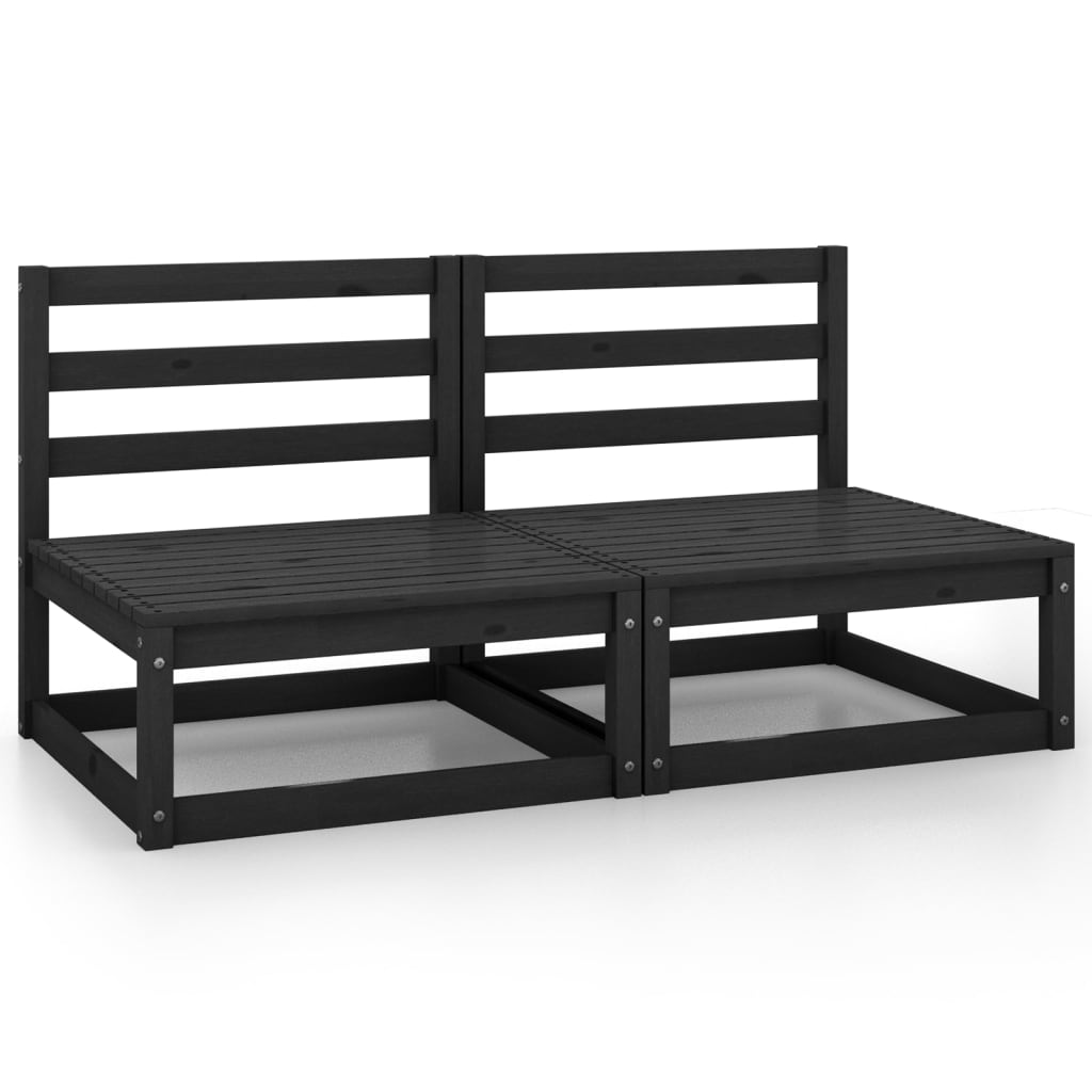 Divano da Giardino a 2 Posti Nero in Legno Massello di Pino - homemem39