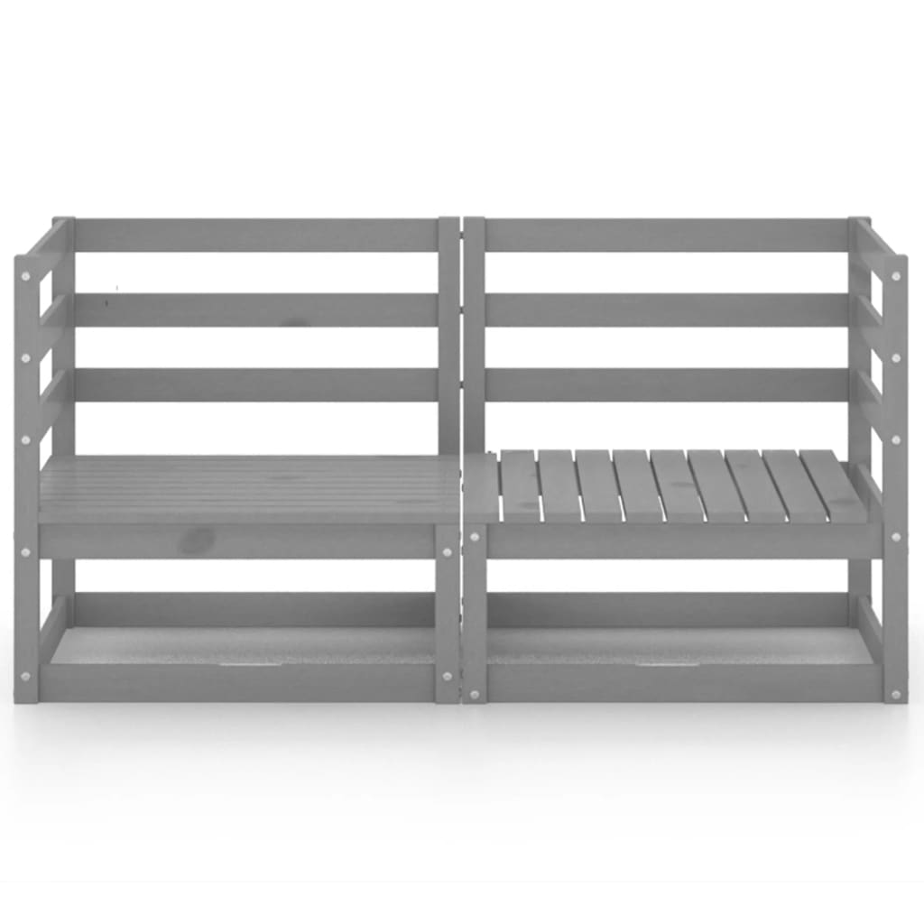 Divano da Giardino a 2 Posti Grigio in Legno Massello di Pino - homemem39