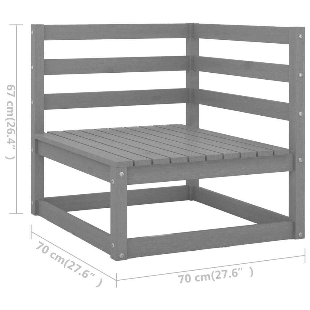 Set Divani da Giardino 8 pz Grigio in Legno Massello di Pino | homemem39