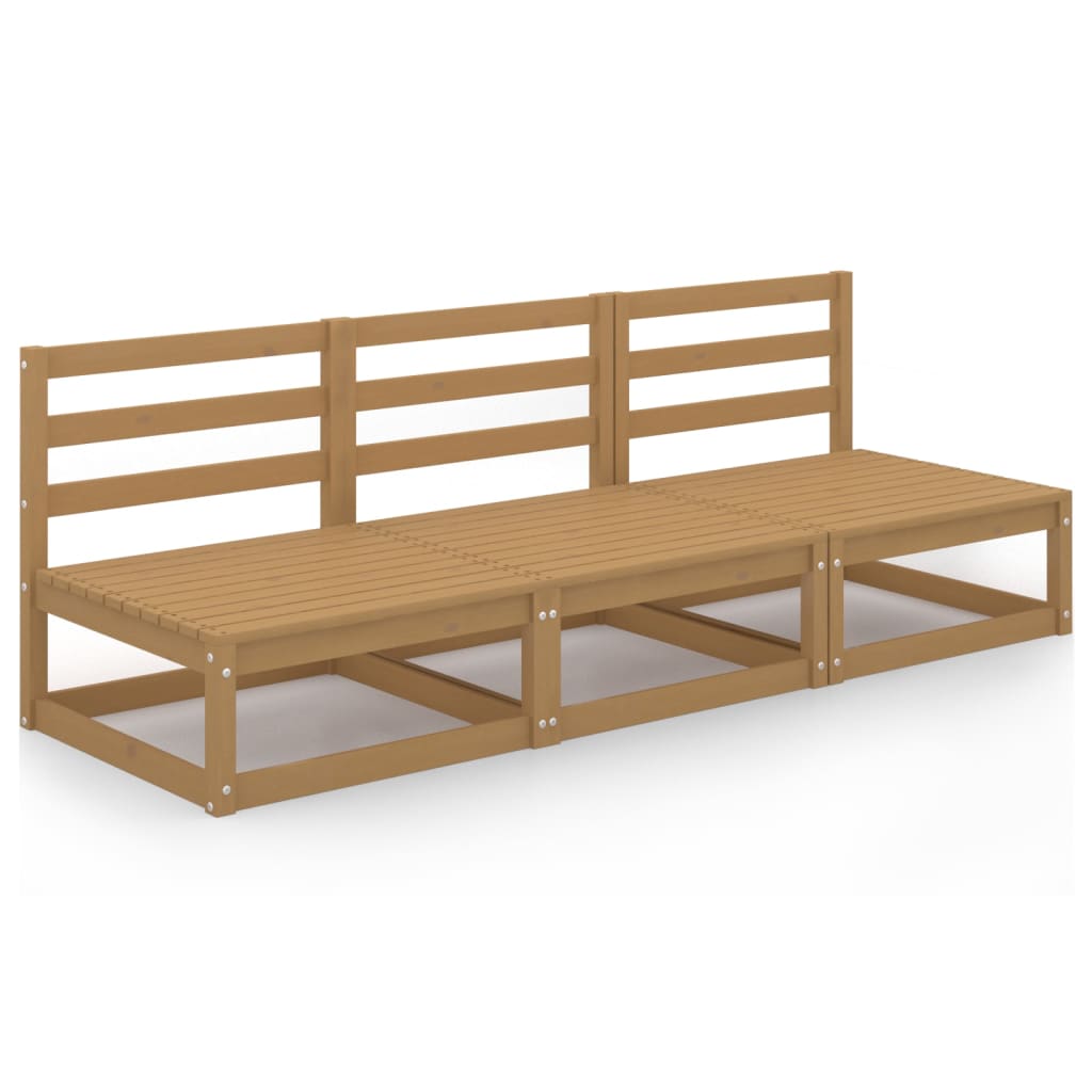 Divano da Giardino 3 Posti Marrone Ambra Legno Massello di Pino - homemem39