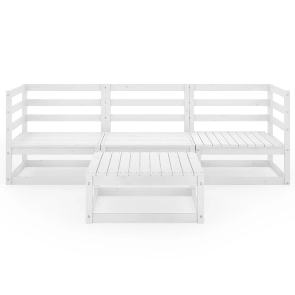 Set Divani da Giardino 4 pz Bianco in Legno Massello di Pino - homemem39
