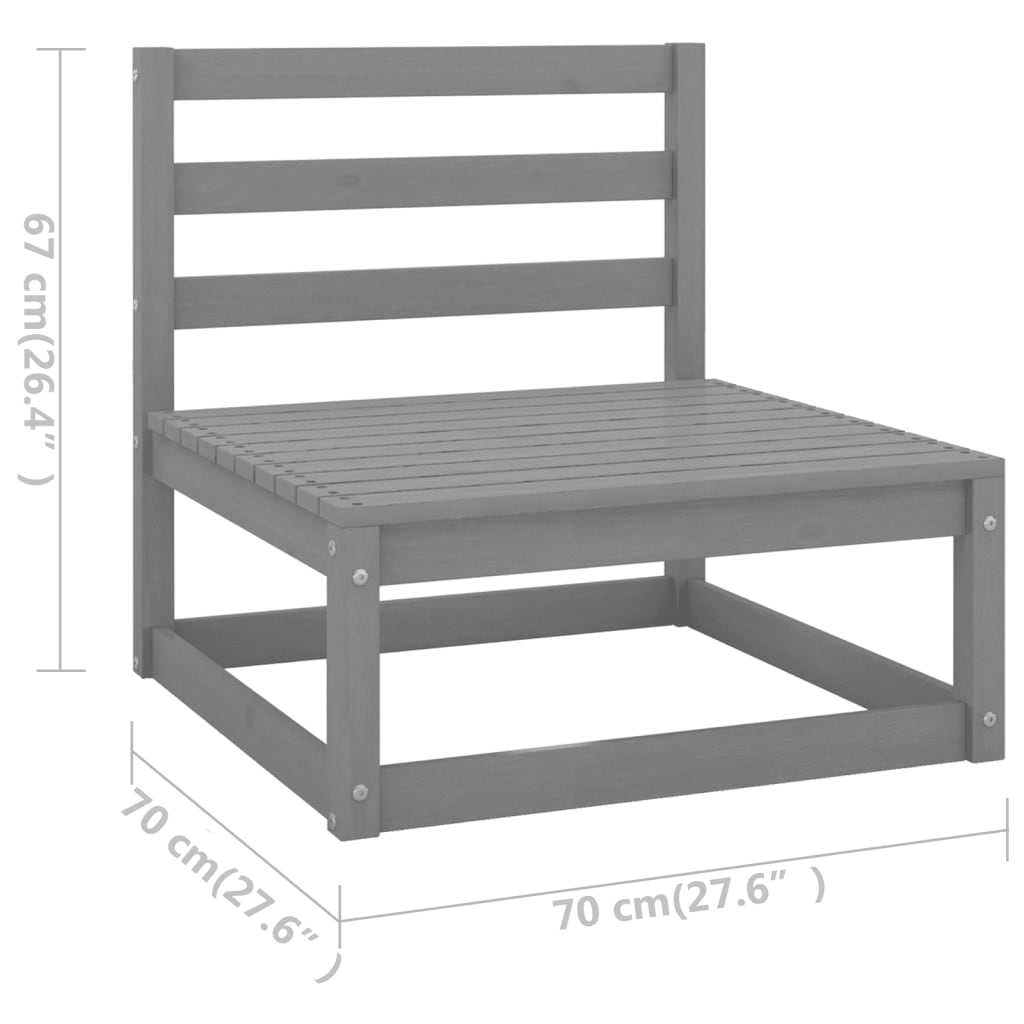 Set Divani da Giardino 9 pz Grigi in Legno Massello di Pino | homemem39