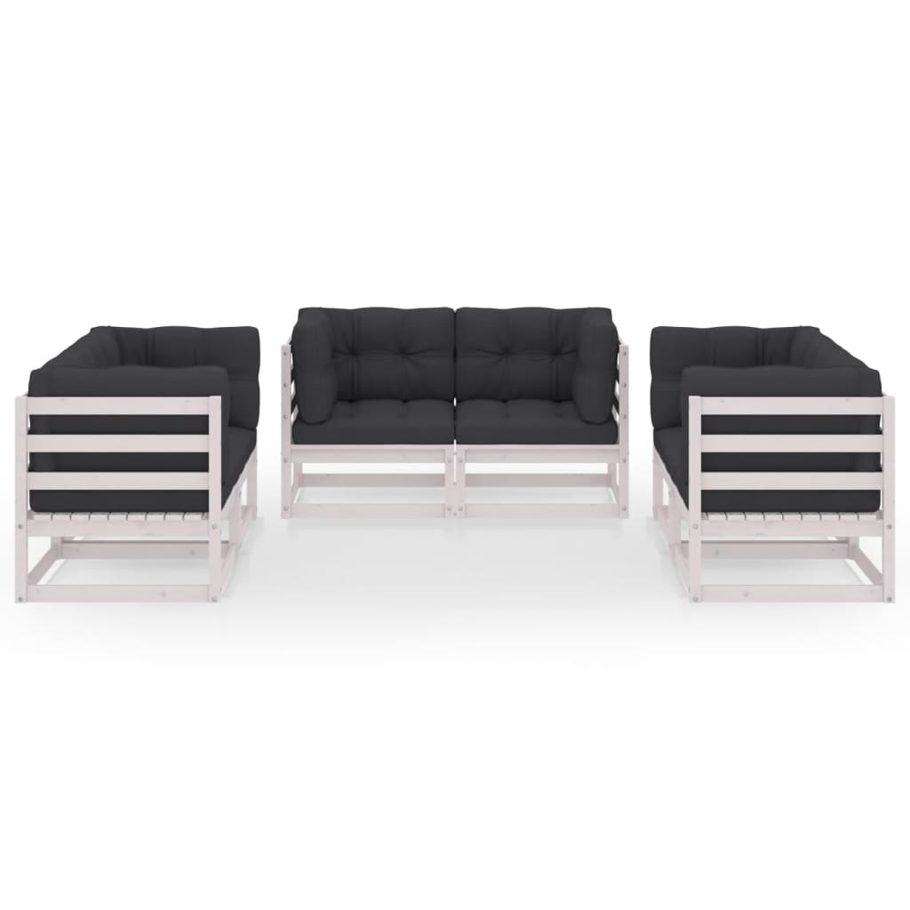 Set Divani da Giardino 6 pz con Cuscini Legno Massello Pino - homemem39