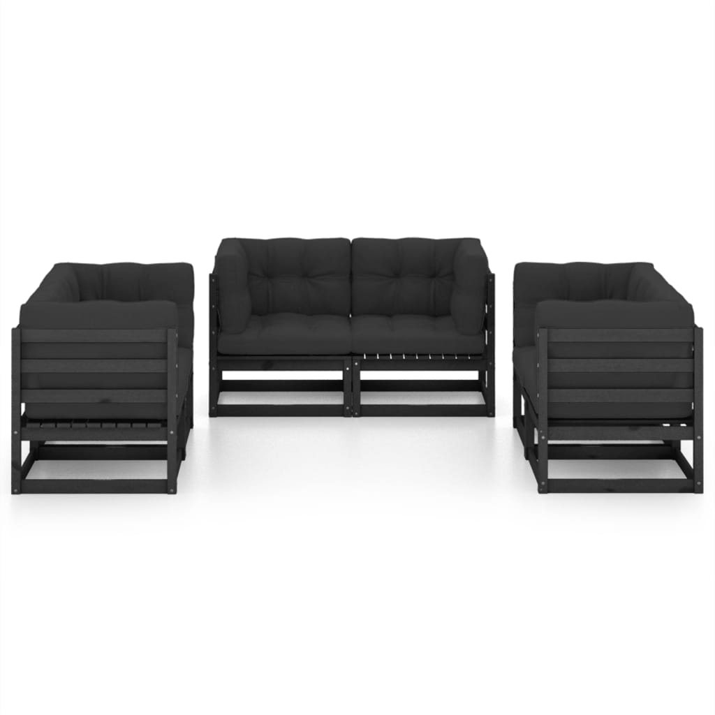 Set Divani da Giardino 6 pz con Cuscini Legno Massello Pino - homemem39