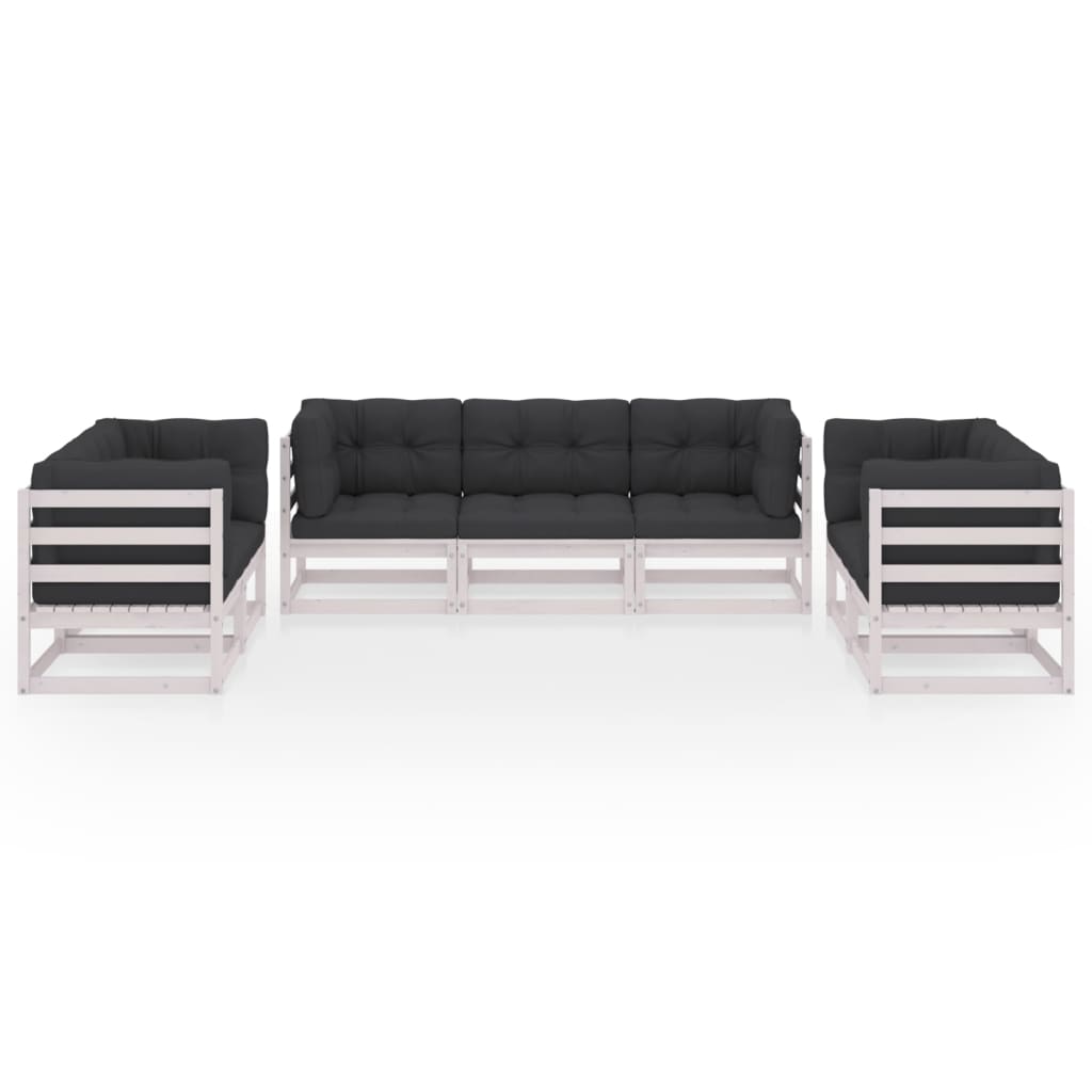 Set Divani da Giardino 7 pz con Cuscini Legno Massello di Pino - homemem39