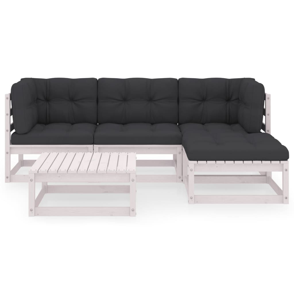 Set Divani da Giardino 5 pz con Cuscini Legno Massello Pino - homemem39
