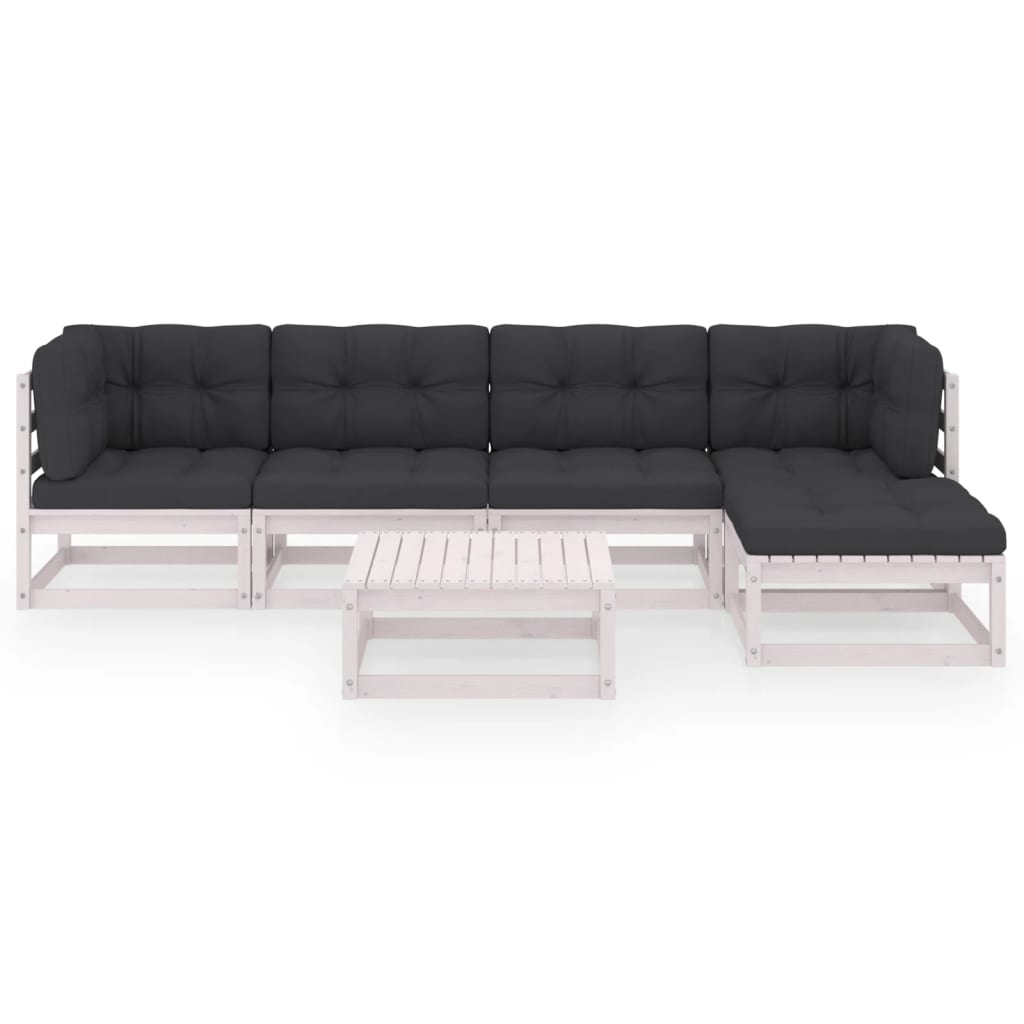 Set Divani da Giardino 6 pz con Cuscini Legno Massello di Pino - homemem39