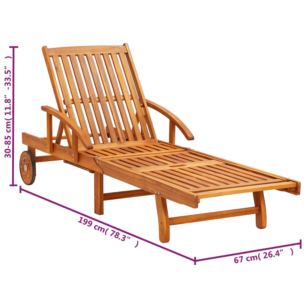 Lettini Prendisole 2 pz con Cuscini in Legno Massello di Acacia - homemem39