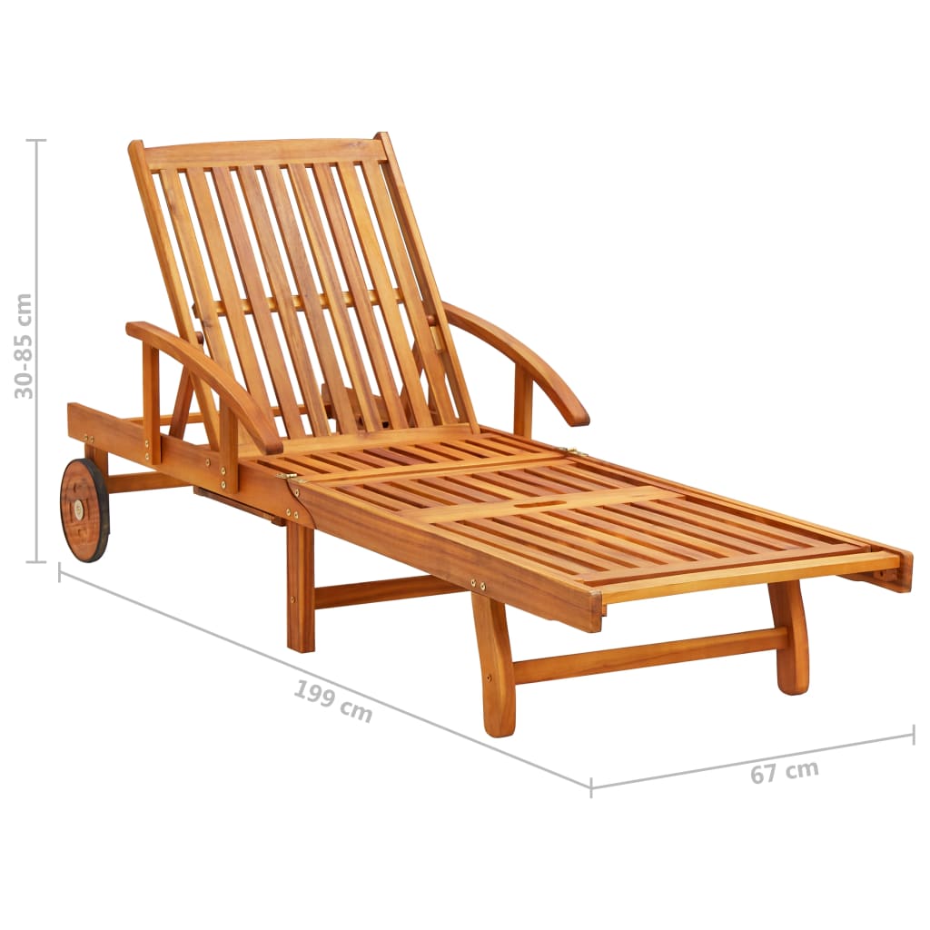 Sdraio 2 pz con Cuscini in Legno Massello di Acacia - homemem39