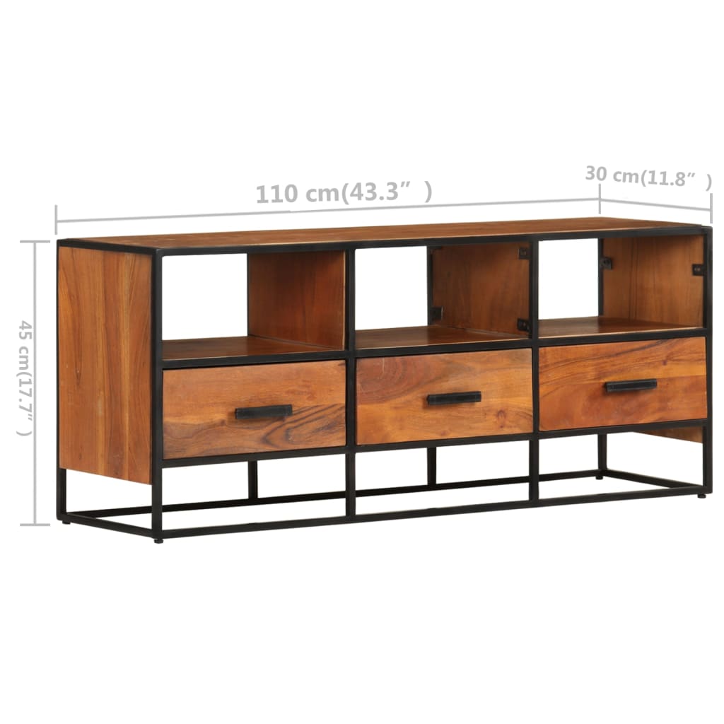Mobile Porta TV 110x30x45 cm in Legno Massello di Acacia - homemem39