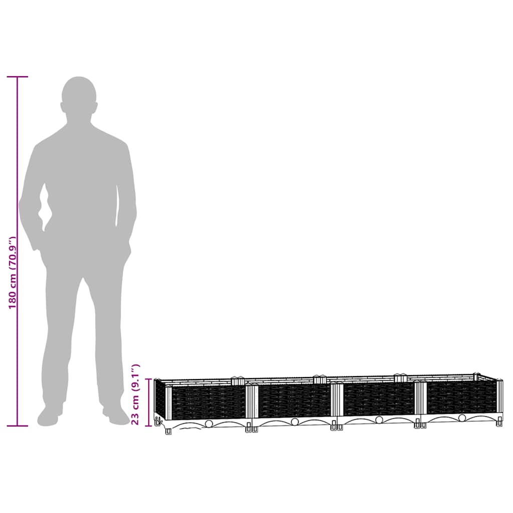 Fioriera Rialzata 160x40x23 cm in Polipropilene - homemem39