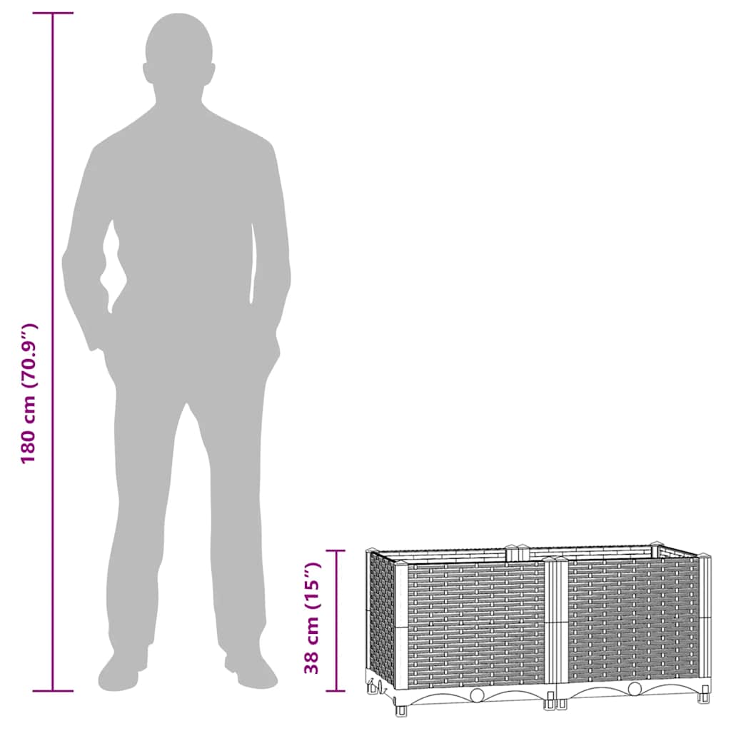 Fioriera Rialzata 80x40x38 cm in Polipropilene - homemem39