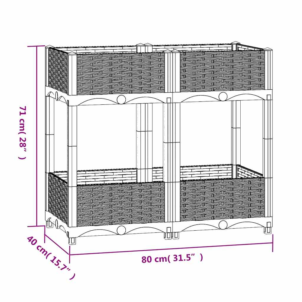 Fioriera Rialzata 80x40x71 cm in Polipropilene - homemem39