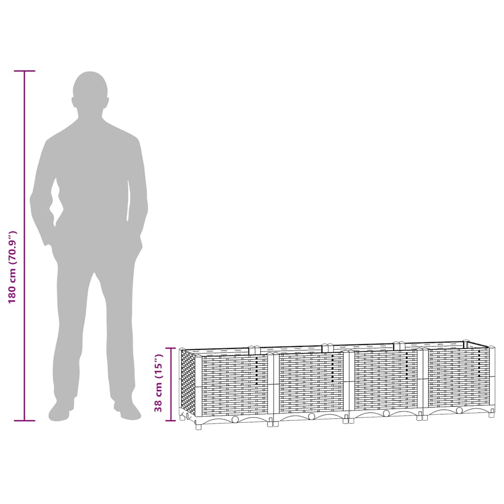 Fioriera Rialzata 160x40x38 cm in Polipropilene