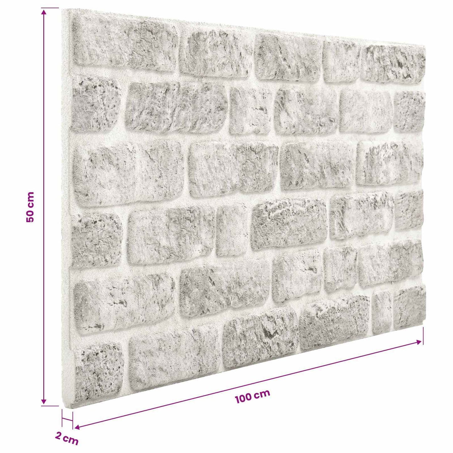 Pannelli da parete 10 pcs Grigio Chiaro 100 x 50 cm Schiuma EPS | homemem39
