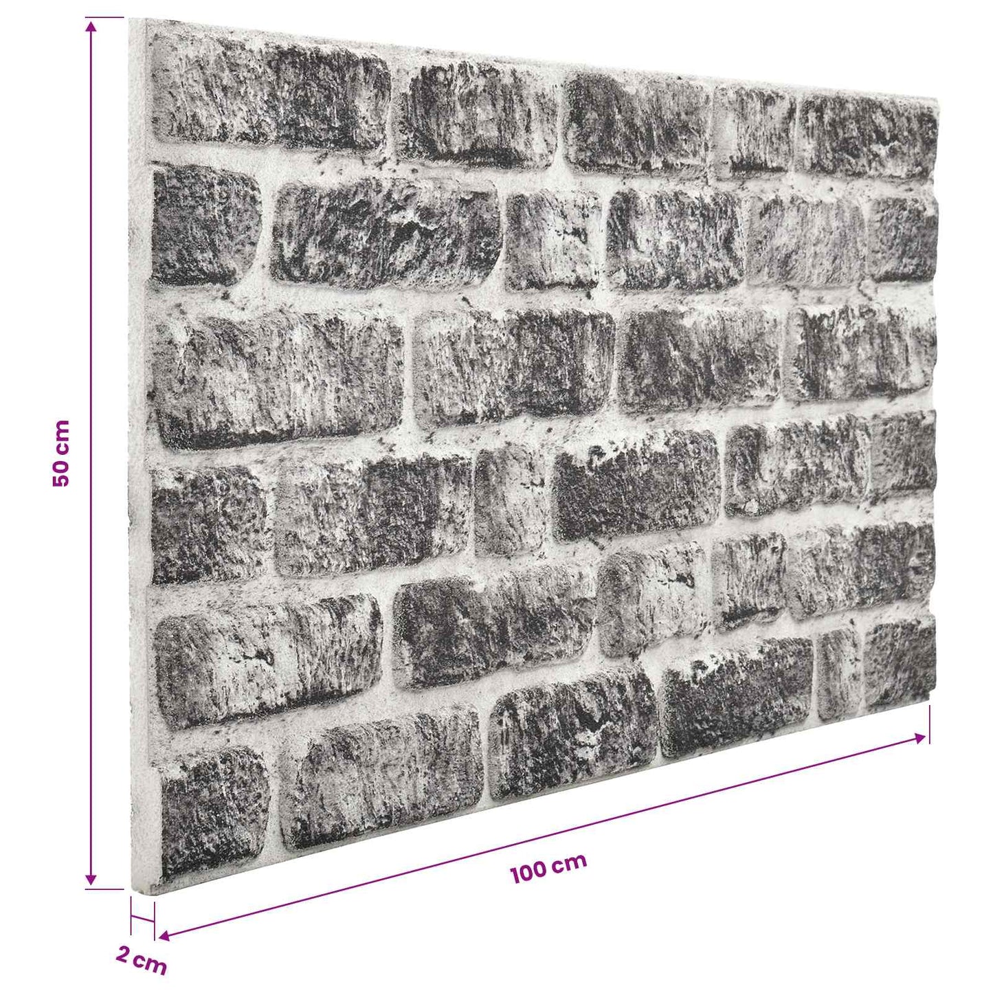 Pannelli da parete 10 pcs Grigio Scuro e Bianco 100 x 50 cm
