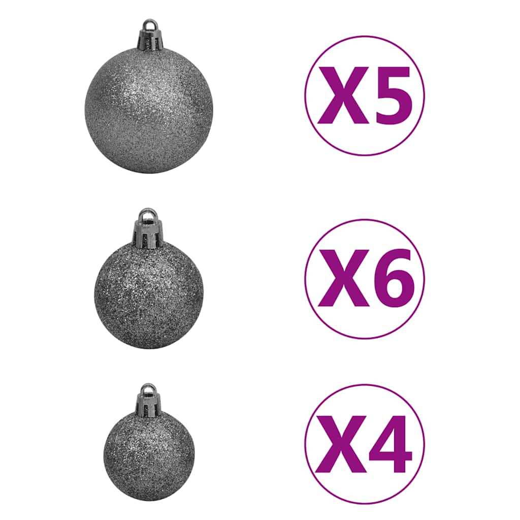 Albero di Natale a Metà Preilluminato con Palline Bianco 240 cm - homemem39
