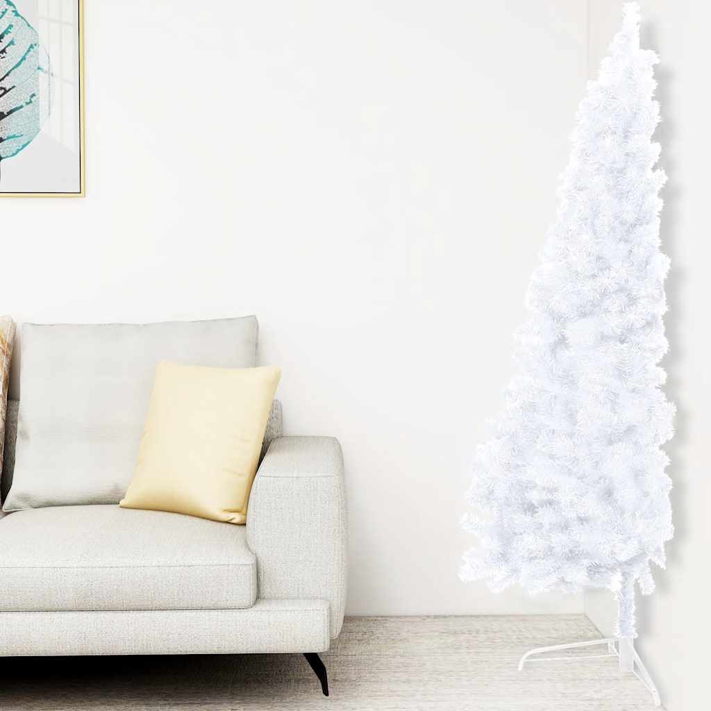 Albero di Natale a Metà Preilluminato con Palline Bianco 240 cm - homemem39