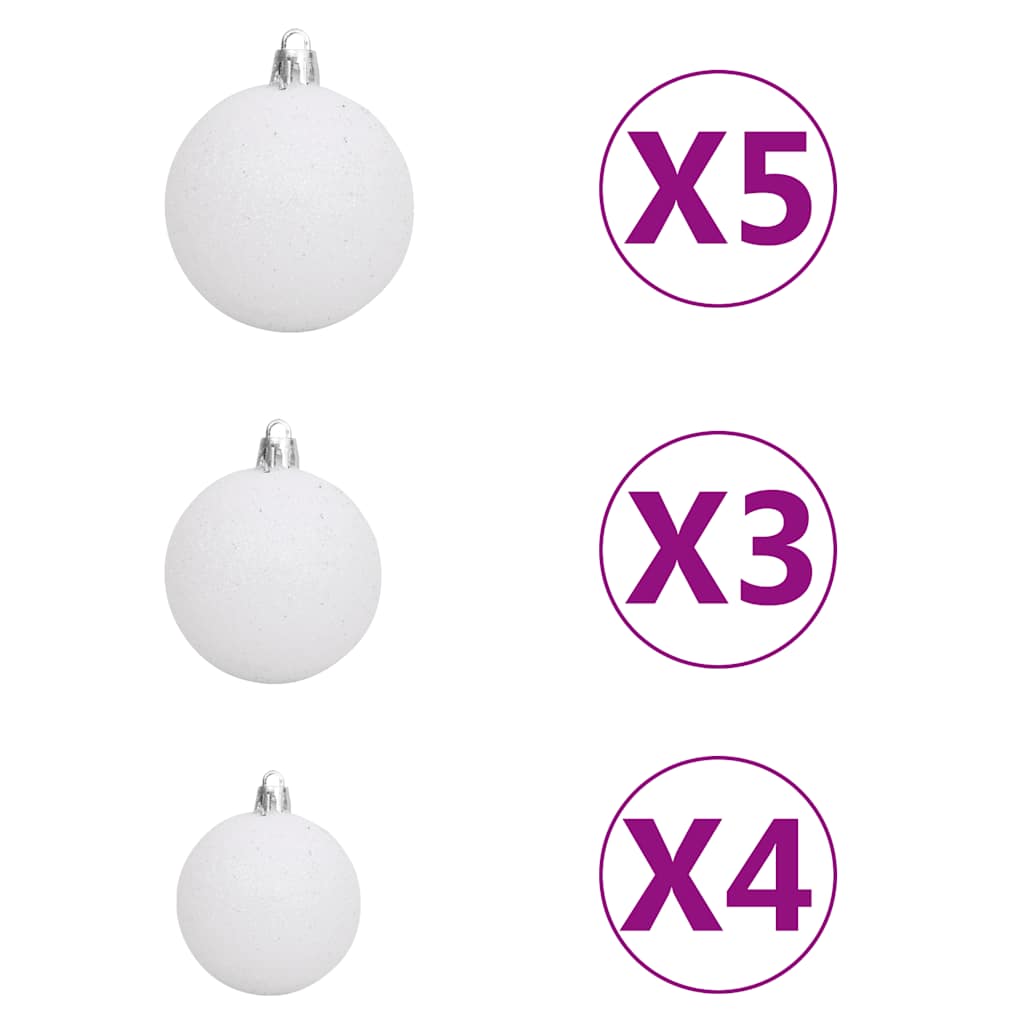 Albero di Natale a Metà Preilluminato con Palline Bianco 240 cm - homemem39