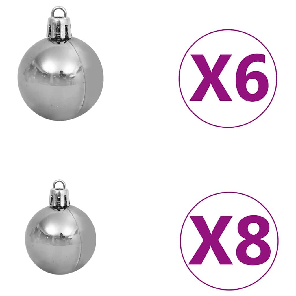 Albero di Natale Preilluminato con Palline Bianco 120 cm - homemem39