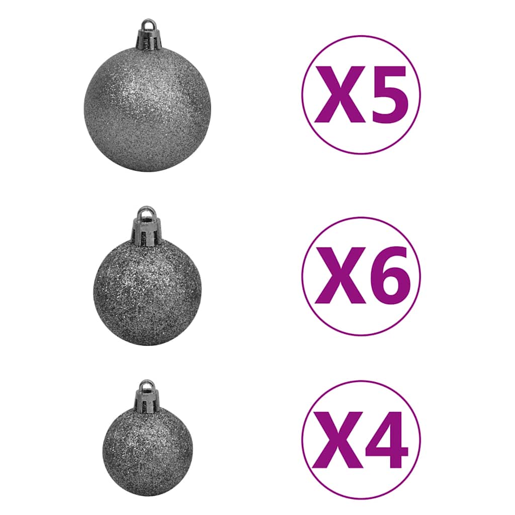 Albero di Natale Preilluminato con Palline Bianco 120 cm - homemem39