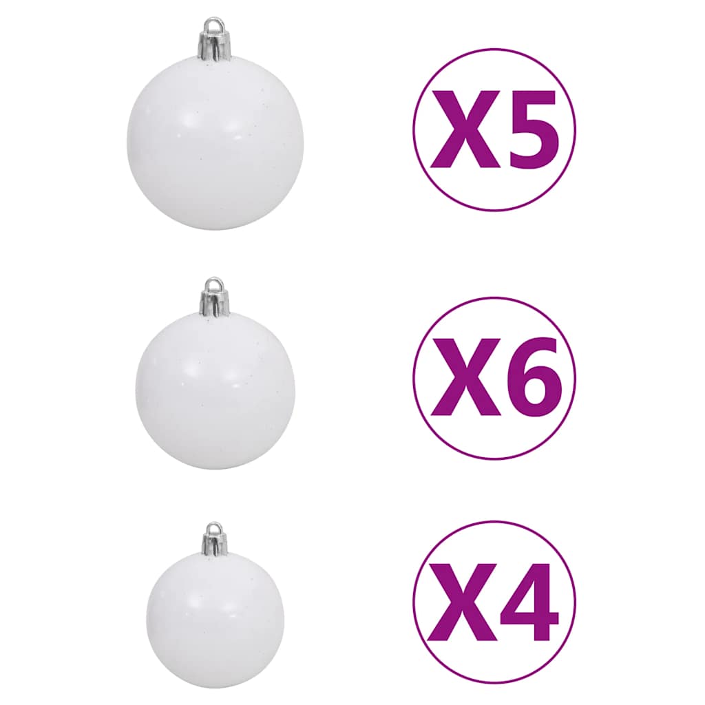 Albero di Natale Preilluminato con Palline Bianco 120 cm - homemem39
