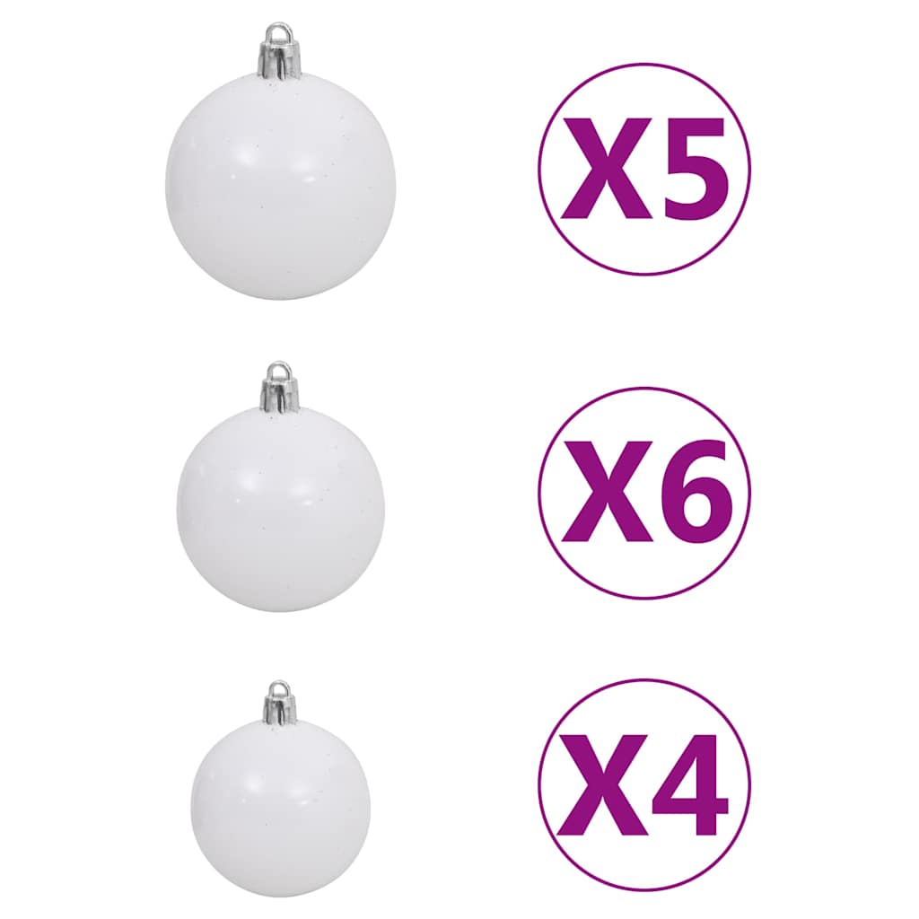 Albero di Natale Preilluminato con Palline Bianco 180 cm - homemem39