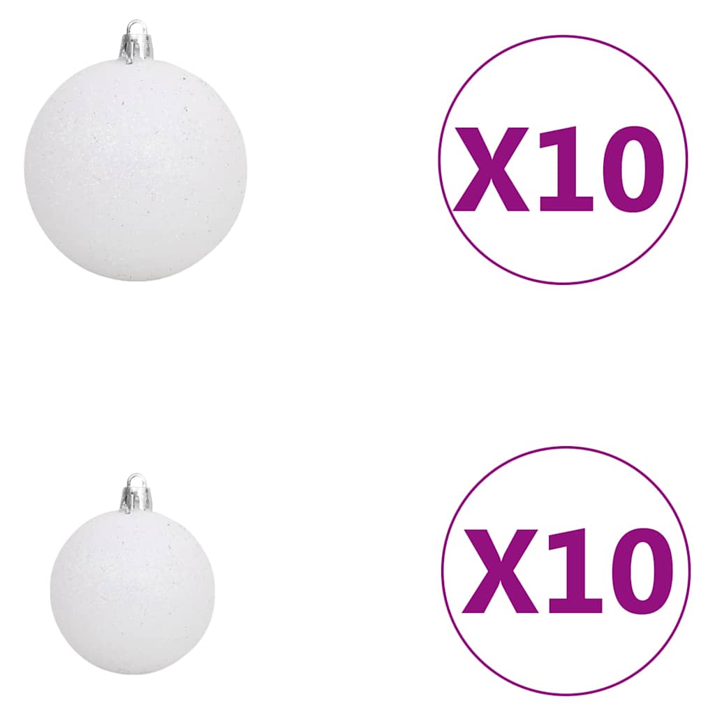 Albero di Natale Preilluminato con Palline Bianco 210 cm - homemem39