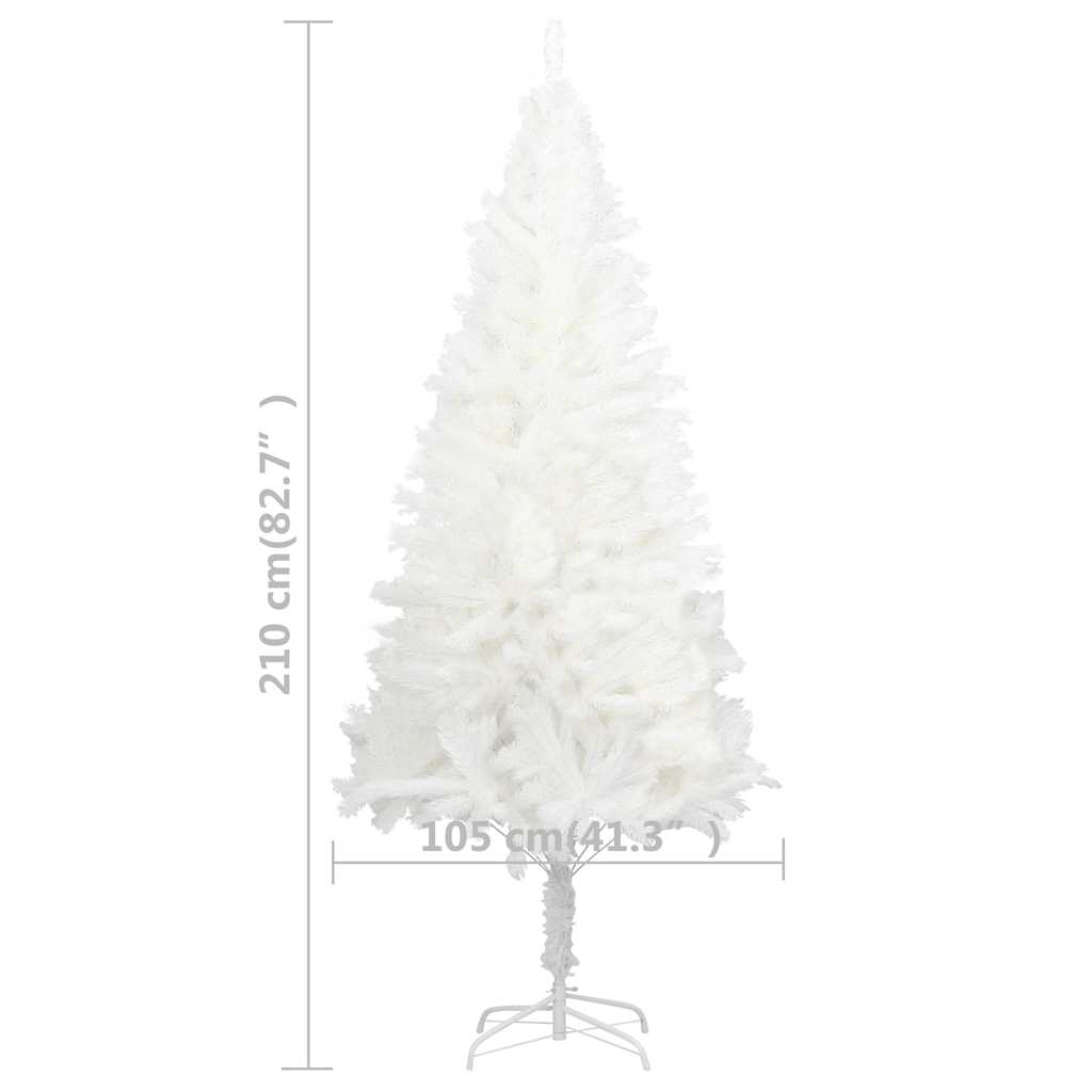 Albero di Natale Preilluminato con Palline Bianco 210 cm - homemem39