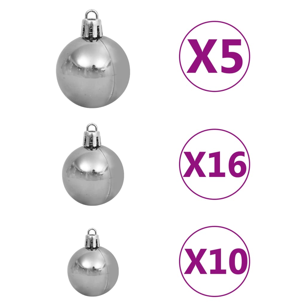 Albero di Natale Preilluminato con Palline Bianco 240 cm PVC | homemem39
