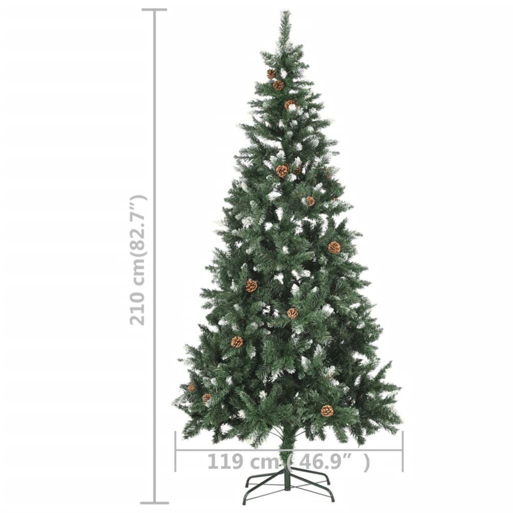 Albero di Natale Artificiale Preilluminato con Pigne 210 cm | homemem39