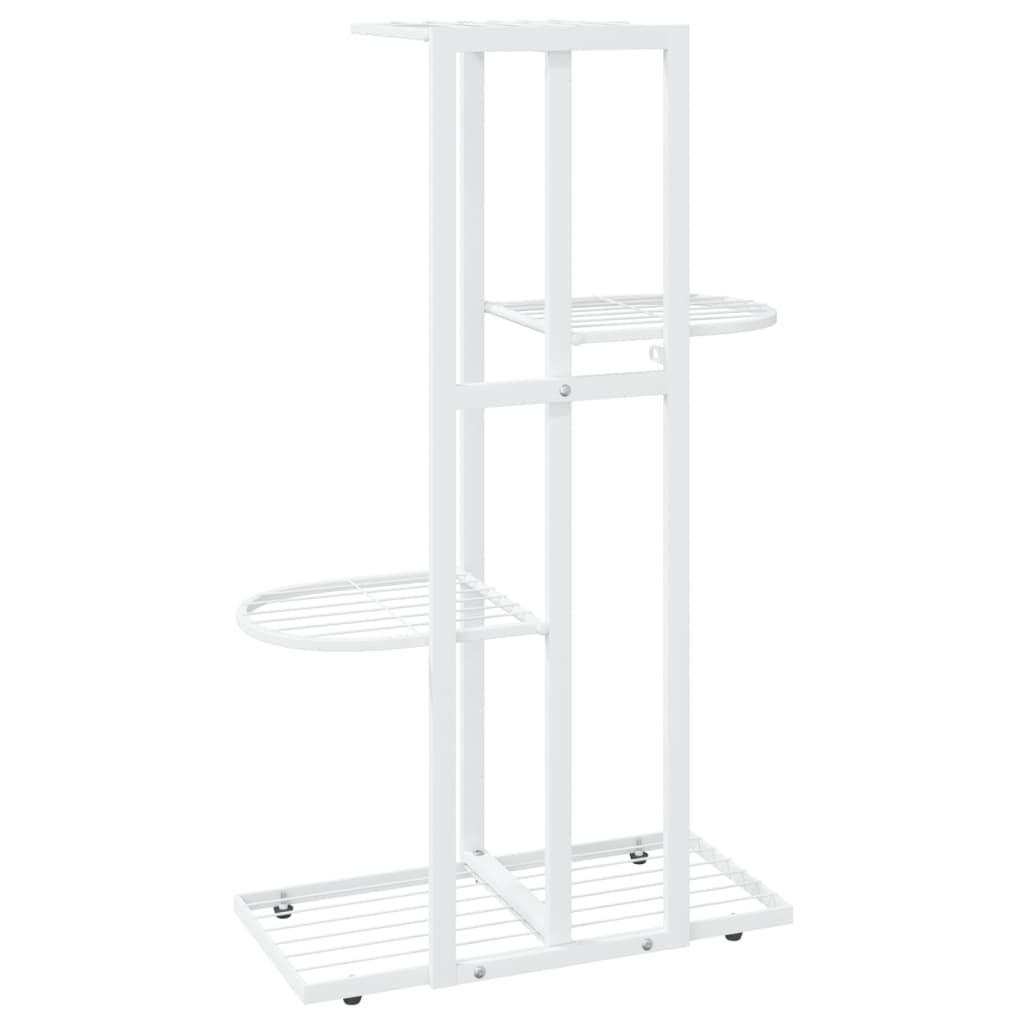 Piedistallo per Piante a 4 Piani 43x22x76 cm in Metallo Bianco - homemem39