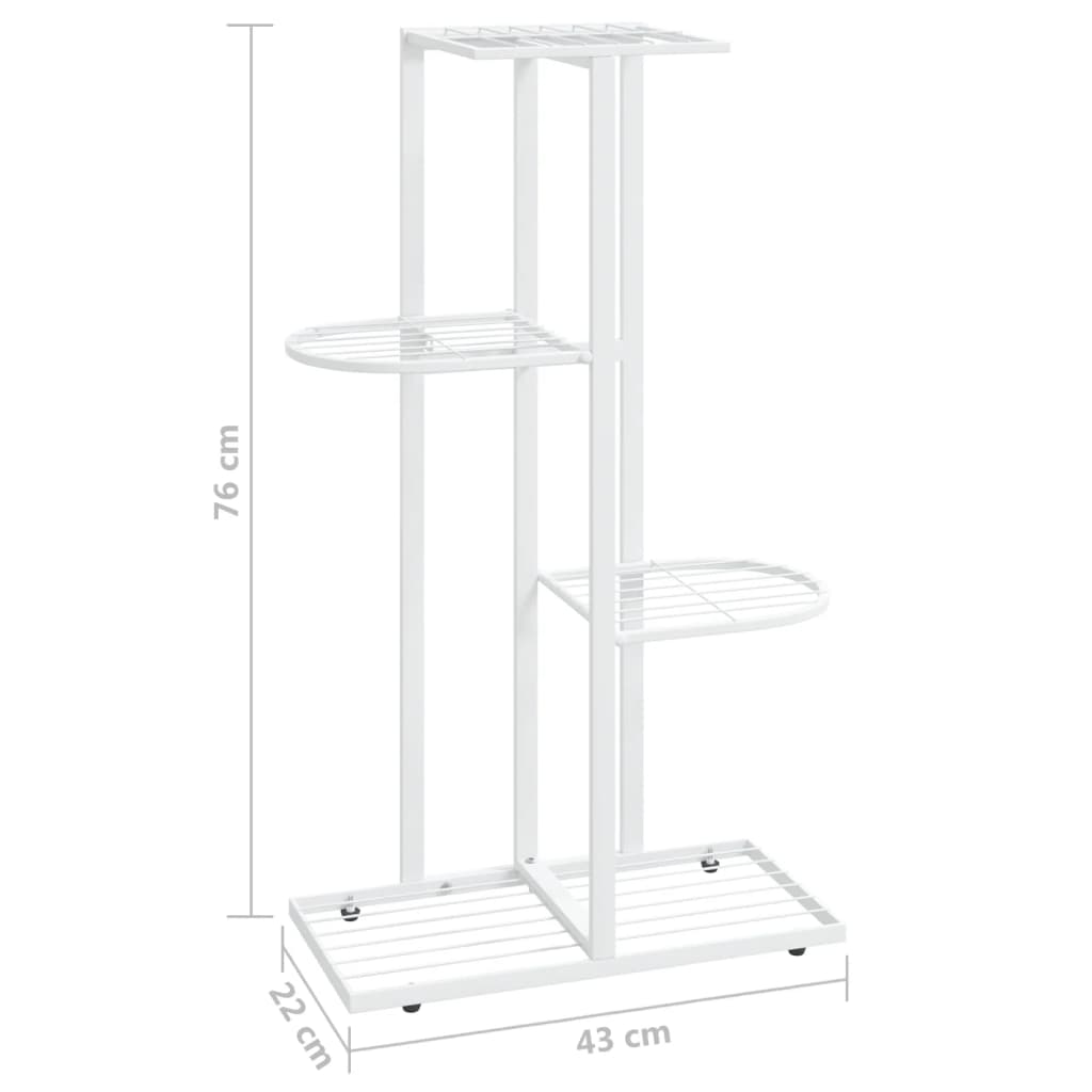 Piedistallo per Piante a 4 Piani 43x22x76 cm in Metallo Bianco - homemem39