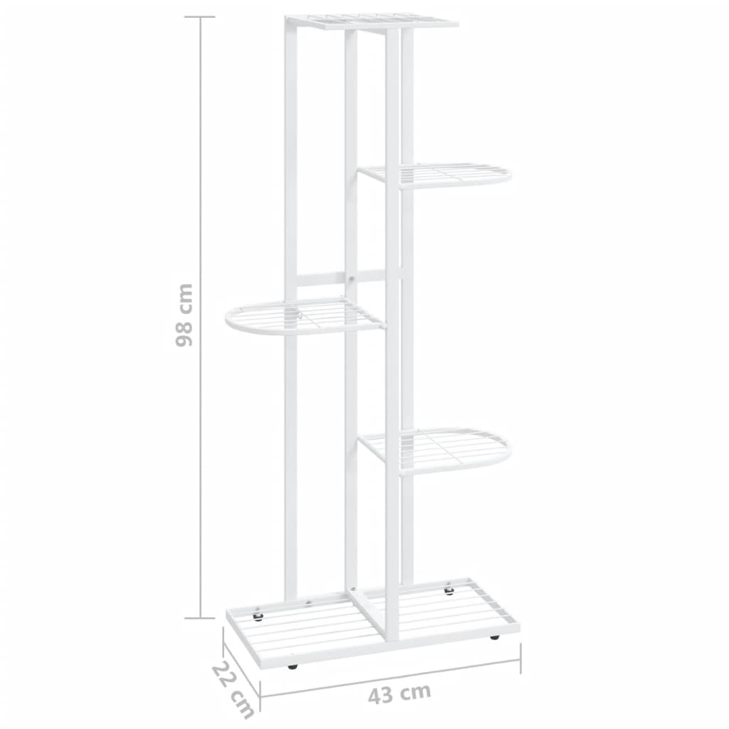 Piedistallo per Piante a 5 Piani 43x22x98 cm in Metallo Bianco - homemem39