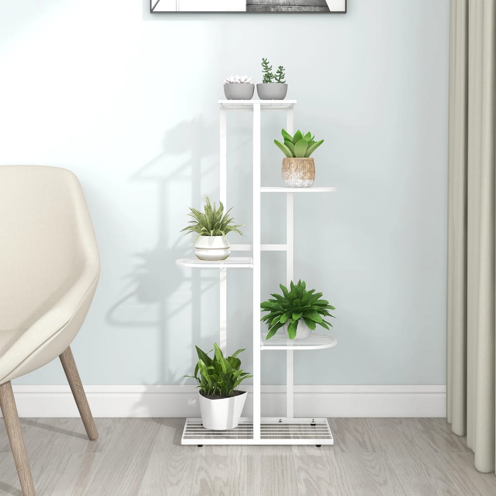 Piedistallo per Piante a 5 Piani 43x22x98 cm in Metallo Bianco - homemem39